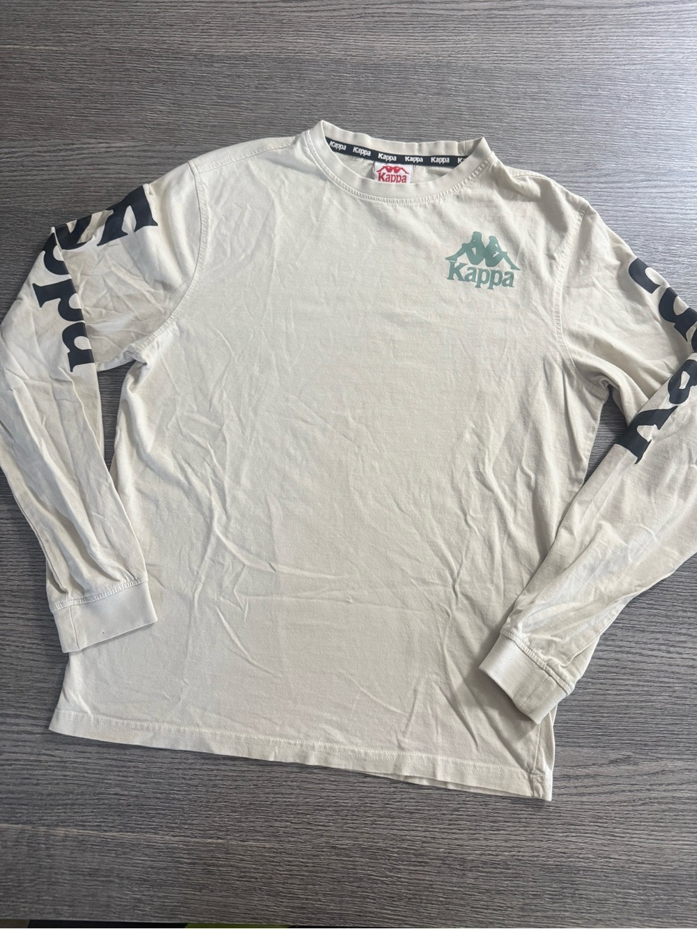 Kappa Men’s Long Sleeve Cotton T-Shirt Size Small Beige